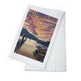 thumbnail image 1 of Moosehead Lake, Maine, Dock and Sunset Scene (100% Cotton Tea Towel, Decorative Hand Towel, Kitchen and Home), 1 of 3