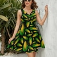 thumbnail image 3 of Veggiephile Corn Women's Tank Dress V Neck Sleeveless Summer Sundress, 3 of 7