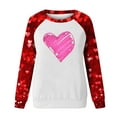 thumbnail image 4 of VALMASS Chandails en Molleton à Col Rond pour Femmes de la Saint-Valentin Manches Raglan Hauts Décontractés Mode Imprimé Cœur Blouses (TG, g Rouge), 4 of 4
