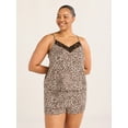 thumbnail image 3 of Joyspun Women’s Dreamy Soft Collection Lace Trim Knit Cami and Shorts Pajama Set, Sizes XS to 3X, 3 of 7
