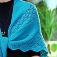 thumbnail image 4 of Oiur Women Knitting Shawl,Solid Color Fringe Design Lightweight Versatile Hollow Shawl,Open Knitted Pattern Shawl Wrap,Black, 4 of 8