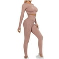 thumbnail image 2 of SELONE Workout Sets for Women Two Piece Active Solid Outfits Leggings Long Sleeve Crewneck Basic Tops Knitted Soft Sets Pink M, 2 of 5