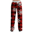 thumbnail image 3 of Adult Fashionable Loose Christmas Printed Casual Pants, Loungewear Sleep Pants with Drawstring Elastic Waist for Home and Comfortable Wear,Red,M, 3 of 5