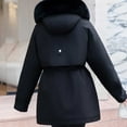 thumbnail image 5 of Fashion Winter Warm Hooded Coats for Womens Plus Size Casual Loose Solid Color Pocket Zippered Reversible Long Coat, 5 of 6
