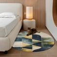 thumbnail image 2 of Round Rugs 3Ft, Navy Blue Yellow Geometric Round Area Rug Washable Indoor Throw Carpet, Modern Abstract Art Small Non Slip Circle Rug for Bedroom Living Room Home Decor Aesthetic, 2 of 8
