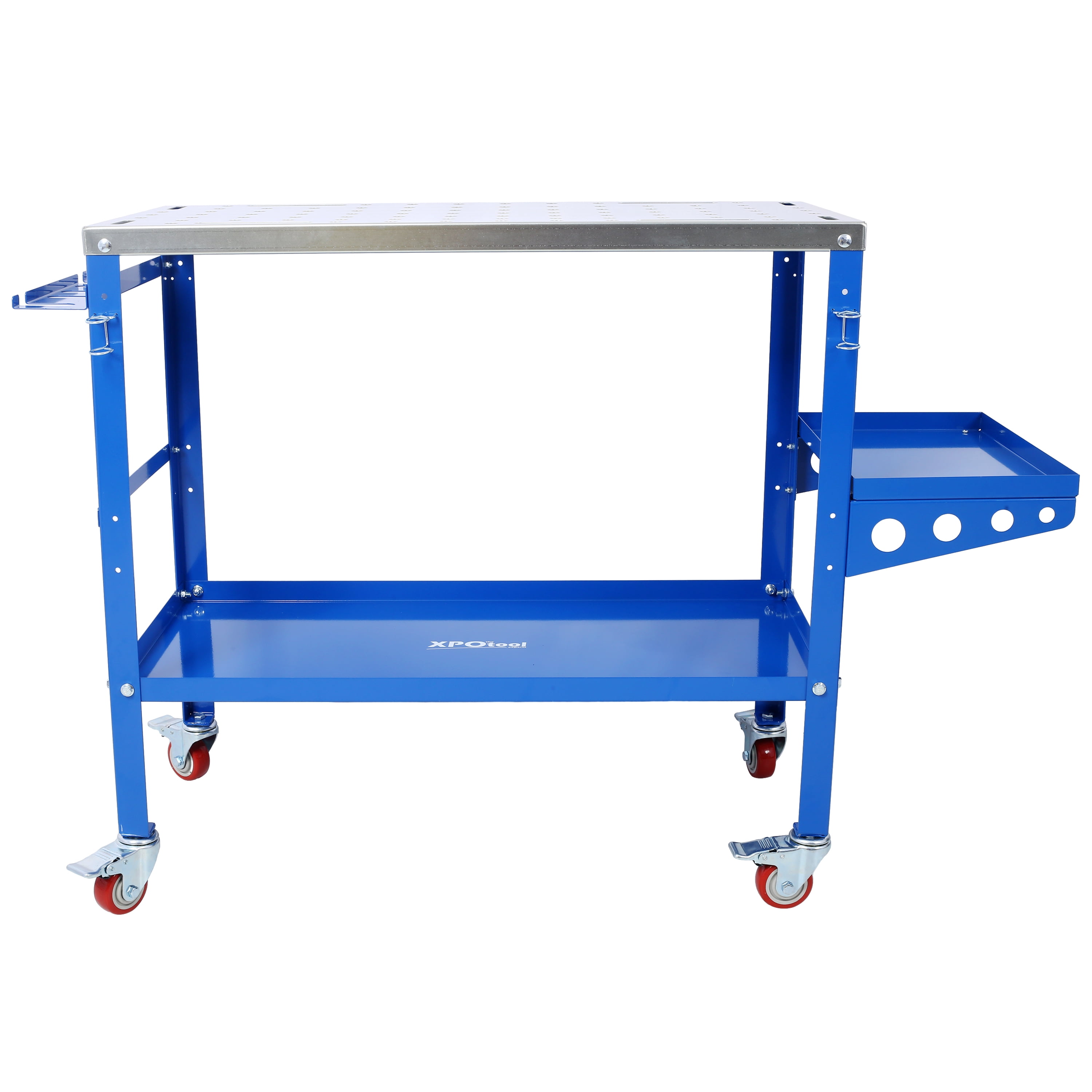 Welding Table 36"x18", 1200lbs Load Capacity Steel Welding Workbench Table on Wheels, Portable Work Bench with Braking Lockable Casters, Tool Slots, 5/8" Fixture Holes, Tool Tray