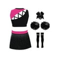 thumbnail image 2 of TTAO Kids Girls 5 Pcs School Cheerleading Dance Outfit Sequins Sleeveless Tank Top with Skirt Cheer Uniform Dress Suit Hot Pink 14, 2 of 3