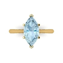 2.5 ctw Solitaire Anniversary Ring for Women | Marquise Cut Natural Aquamarine | Hyperallergenic Solid 18K Yellow Gold