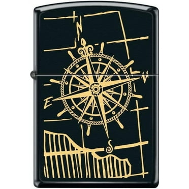 Zippo Lighter- Compass Windproof Lighter (Compass Black Matte #Z5449)