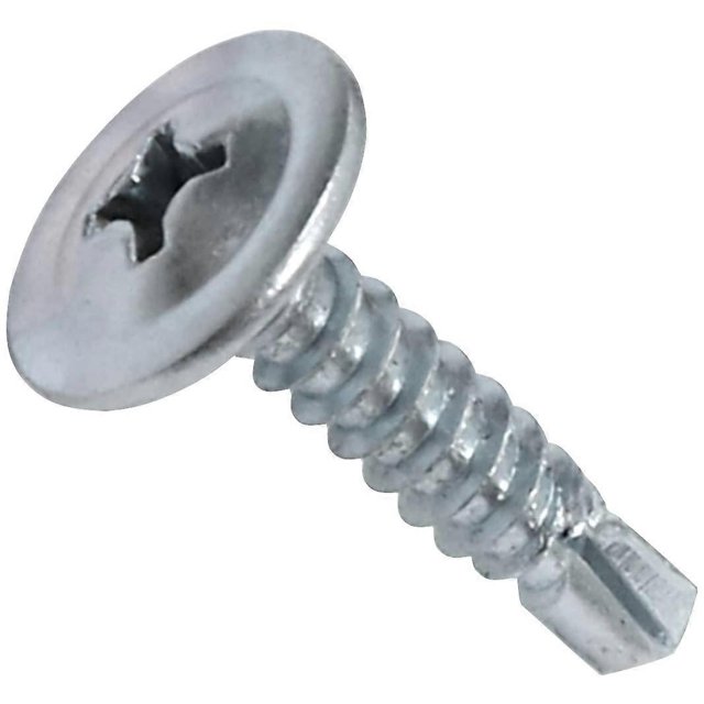 C44741 - Set of 100 Self-drilling sheet metal screws 4.2x19mm with large domed head - with PH/cruciform recess - in zinc-plated steel - fixing sheet m