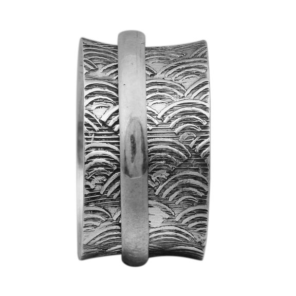 Engraved Design Meditation Worry 925 Silver Men Women Spinner Band Ring