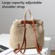 thumbnail image 5 of Mochila de paja para mujer, bolso de hombro, bolsos de playa bohemios, mochila de paja tejida a ganchillo hecha a mano de verano, 5 of 5