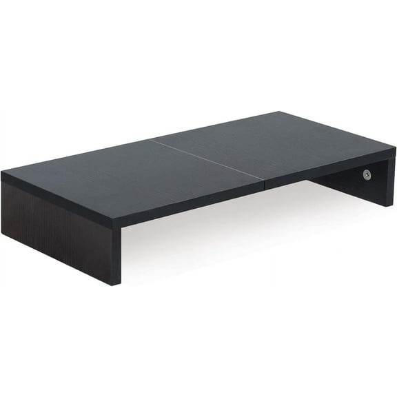 20 Inch Monitor Stand Riser, Black Desktop for PC/TV/Laptop/Printer, Wood Riser with Storage, Computer Keyboard Organizer