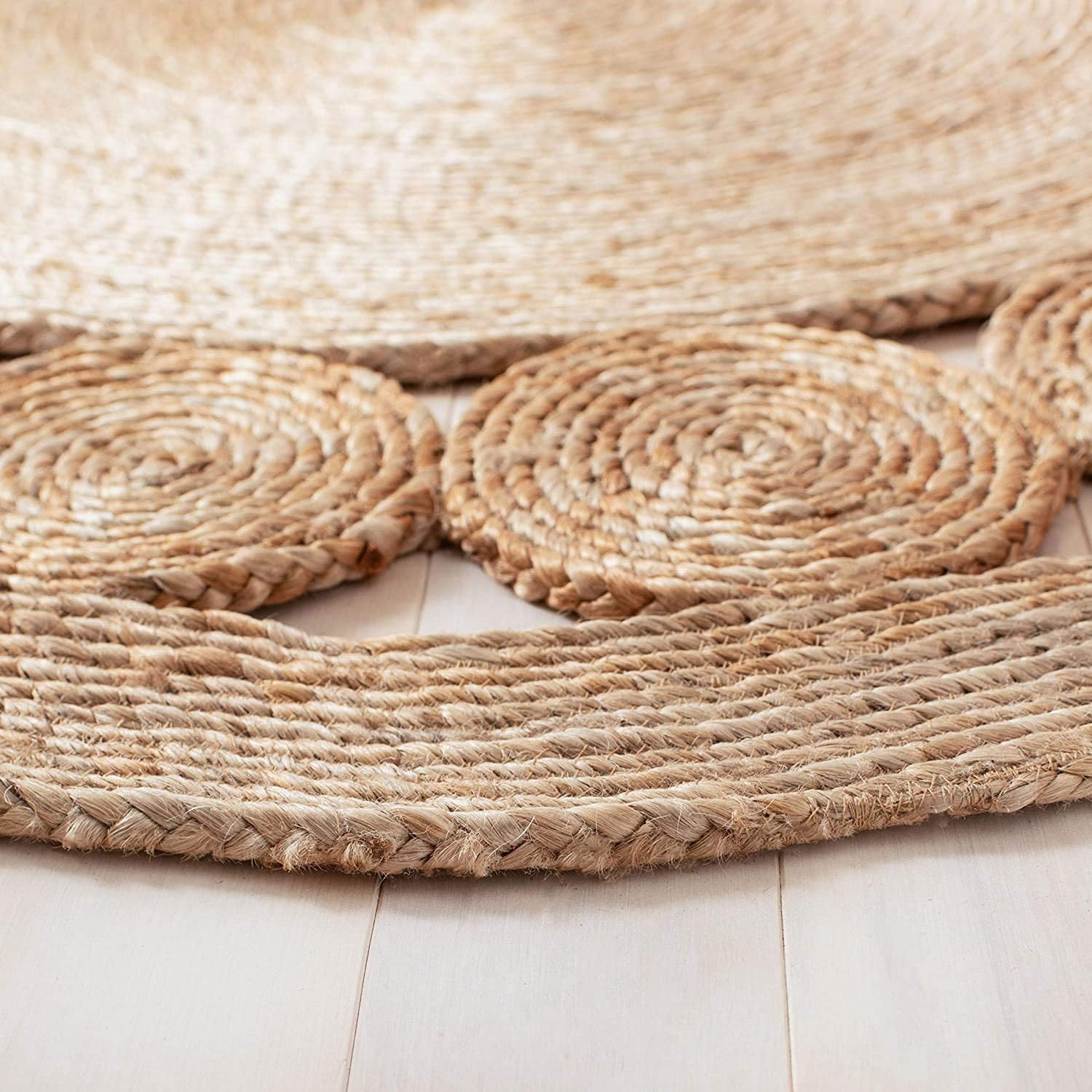 Avgari Creation Hand Woven, Oriental Jute Round Area Rug, Beige 2x2" Living Room , Indoor, Garden Carpet Rug Doormat