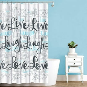 70 X 72 Live Laugh Love Polyester Fabric White Shower Curtain
