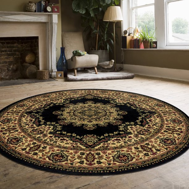 Radici USA 1191 Casana Traditional Black Oriental Area Rug (5'3" Round