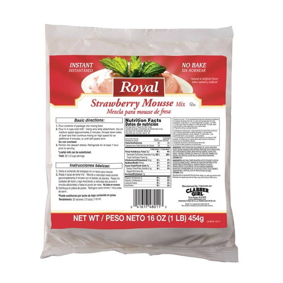 (Price/Case)Royal Strawberry Mousse Mix 16 Per Pack - 6 Per Case