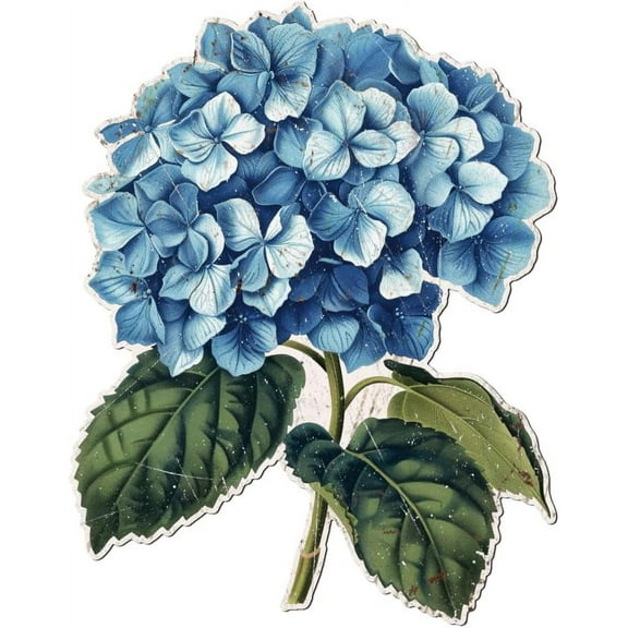 Blue Hydrangea Farmhouse Metal Tin Sign Vintage Flower Iron Outdoor Fence Wall Decor Art Silhouette Hanging Wall Signs Decoration for DIY Room Garden Porch Patio Fence Balcony Indoor and Outdoor