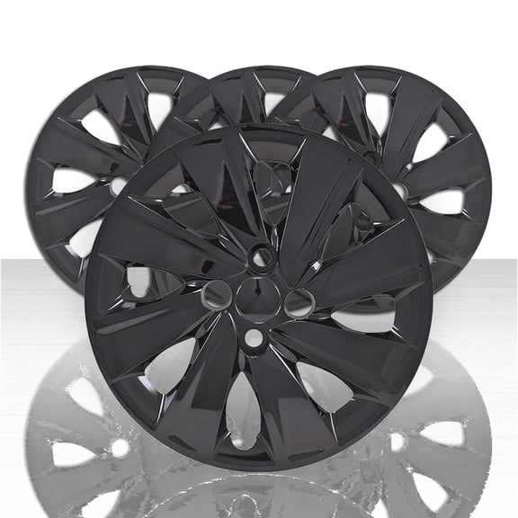 Set of 4 15" 8 Spoke Snap-On Wheel Covers for 2018-2020 Kia Rio S - Gloss Black