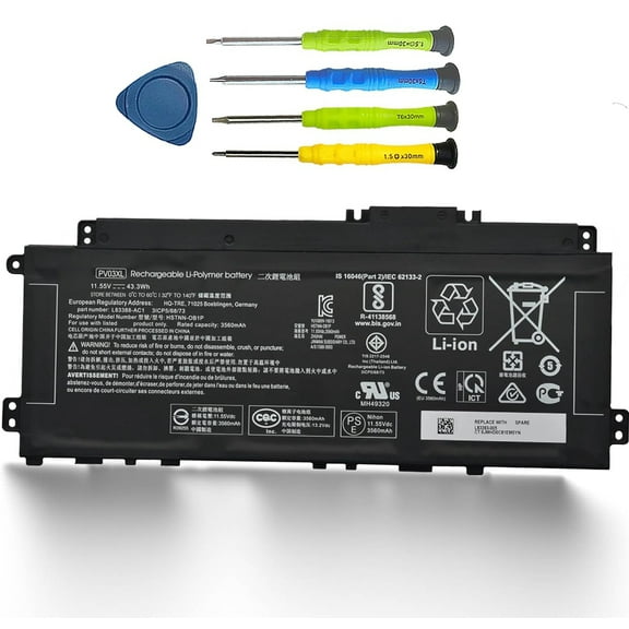 PV03XL PP03XL Laptop Battery for HP Pavilion X360 14-DK 14-DK0000 14-DK1032WM 14-DK1035WM 14-DK1025WM Series Laptop 43.3Wh 3750mAh