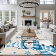 thumbnail image 3 of 8'x10' Area Rugs, Blue Christmas Snowman Indoor Outdoor Area Rug for Living Room Bedroom, Xmas Snowflake Birds Washable Bathroom Rugs Kitchen Floor Carpet Mats Home Decor Aesthetic, 3 of 8