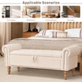 thumbnail image 5 of HomePerch 51" Storage Bench for End of Bed, Button Tufted Upholstered Ottoman Bench with Hidden Storage and Wood Legs, Bedroom Entryway Window Seat Bench, Beige, 5 of 9