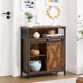 thumbnail image 2 of VASAGLE Mueble de Almacenamiento, Aparador, Armario de Cocina, Puerta Corredera, 30 x 70 x 80 cm, Estante Ajustable, Marrón Rústico y Negro, 2 of 5
