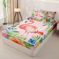 thumbnail image 2 of jejeloiu Pink Flamingo Flowers Zipper Twin Comforter Sets with Fitted Sheet and 2 Pillowcases Kids,Tropical Palm Leaf Zipper Bedding Set For Girls,Reversible,4-Piece, 2 of 7