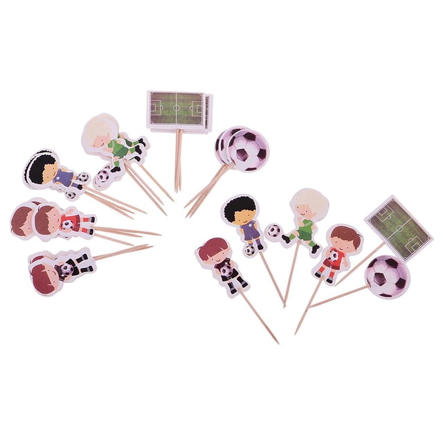 24 unids / set novedad fútbol niño Cupcake selecciones Topper favores decoración