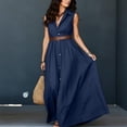 thumbnail image 5 of VBVC Women's Sleeveless Button Down Maxi Dress , Ladies' Collared V-Neck Long Dress , Casual Summer A-Line Vacation Dresses For Women,Navy,S-3XL, 5 of 9
