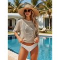 thumbnail image 5 of Women's Summer Short Sleeve Crochet Tops Hollow Out Floral Sweaters Beach Vacation Cruise Outfits Color S, 5 of 9
