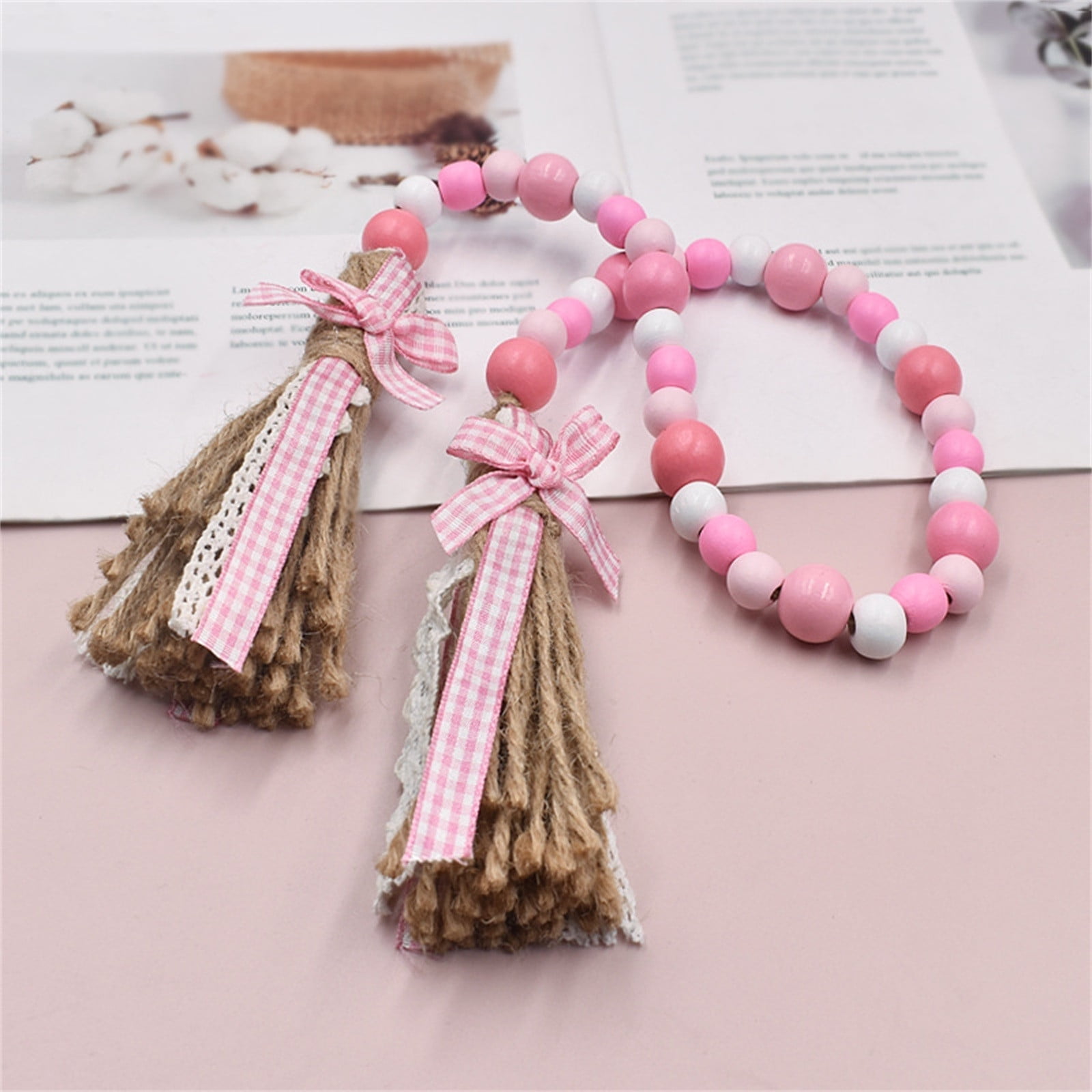 Gaiseeis Valentines Day Wood Bead Garlands With Tassels And Love Wooden ...
