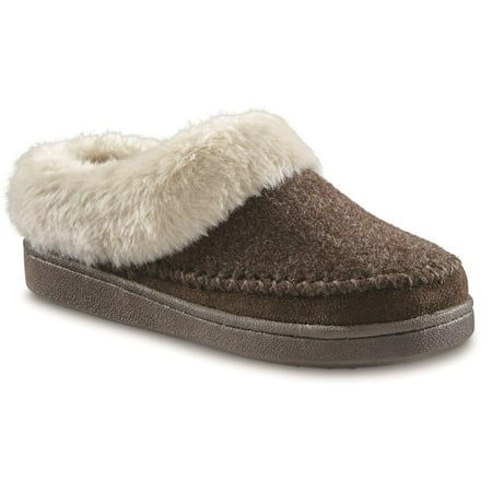 

Guide Gear Womens Faux Fur Collar Clog Slippers Plaid Fur-Lined Warm Slip-On Lounge Shoes Bedroom House Slippers Indoor and Outdoor