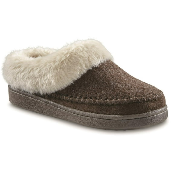 Guide Gear Women's Faux Fur Collar Clog Slippers Turkish Coffee 9B (Medium)