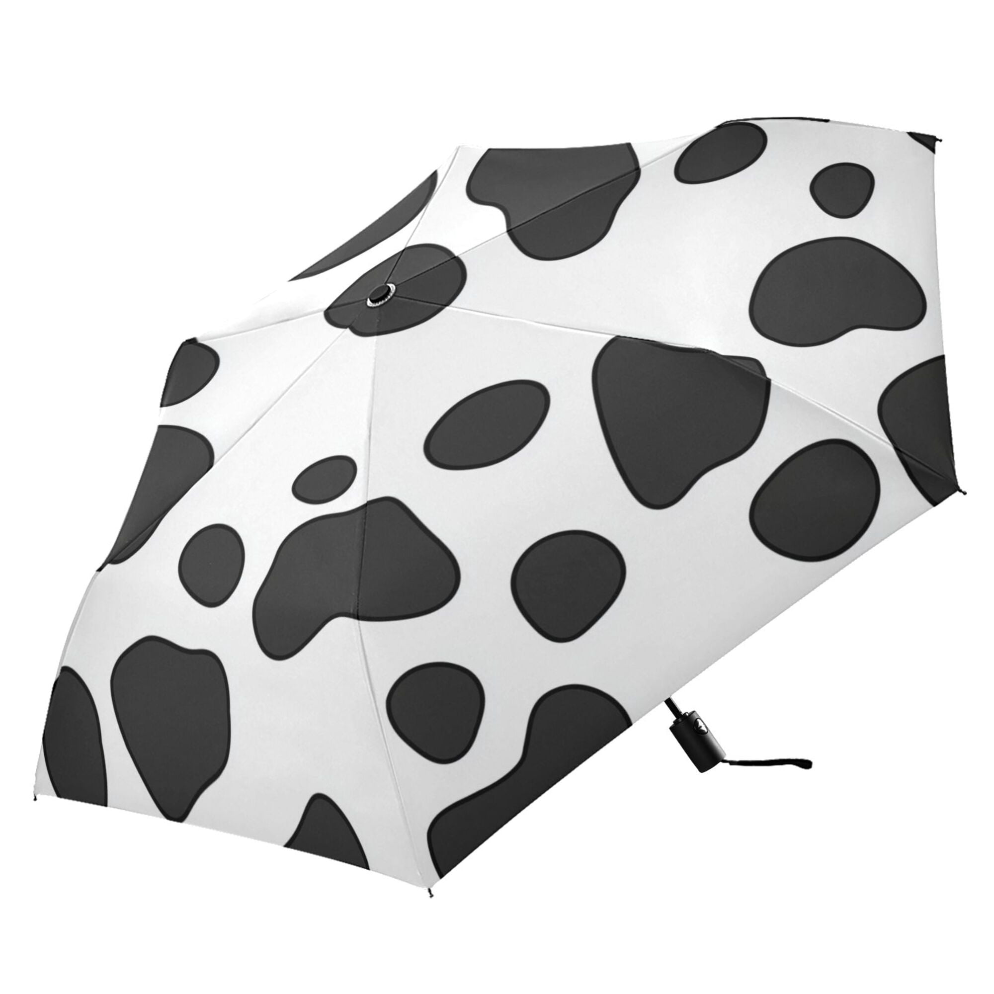 FORMRS Travel Umbrella Folding Auto Open Close Windproof Rain UV Protection, Cow Spots