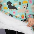 thumbnail image 3 of Oversized Wearable Blanket Hoodie,Dachshund Dog and Pizza Sherpa Blanket Hoodie with Super Pockets,Super Warm Fuzzy Pullover for Women & Men, 3 of 6