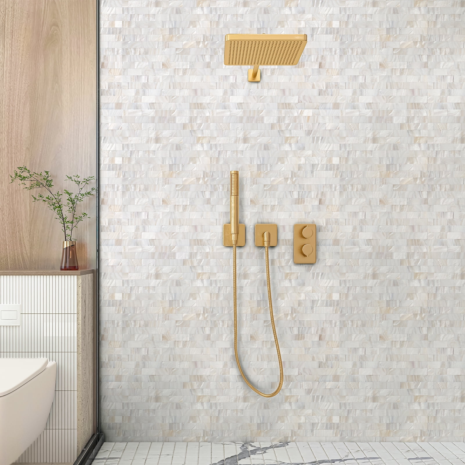 Art3d 6-Pack Peel and Stick Mother of Pearl Shell Tile for Kitchen Backsplashes (12" x 12")