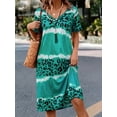 thumbnail image 3 of Vestido de leopardo, vestido de verano casual de manga corta con cuello en V, ropa de mujer, 3 of 4