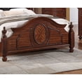 thumbnail image 6 of 1pc Queen Size Bed Four Posts Faux Leather Tufted Headboard Footboard Brown / Cherry Finish Unique Bedframe Bedroom Furniture, 6 of 6
