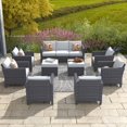 thumbnail image 2 of Ovios 9 Piece Outdoor Furniture All Weather Patio Conversation Chair Set Wicker Sectional Sofa with Soft Cushions for Garden Backyard (Gray), 2 of 5
