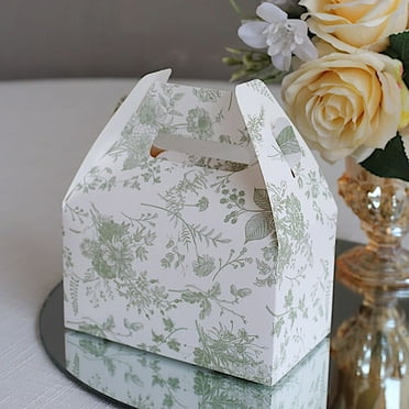 Efavormart 25 Pack White Green Leaf Print Satin Ribbon Party Favor ...