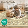 thumbnail image 4 of ODIKA 6'x9' Washable Area Rug Vintage Scroll Border Ornate Boho Distressed Motif Allover Neutral Flowing for Family Room, Living Room, Master Bedroom, Non-Slip, Easy Care, 4 of 7