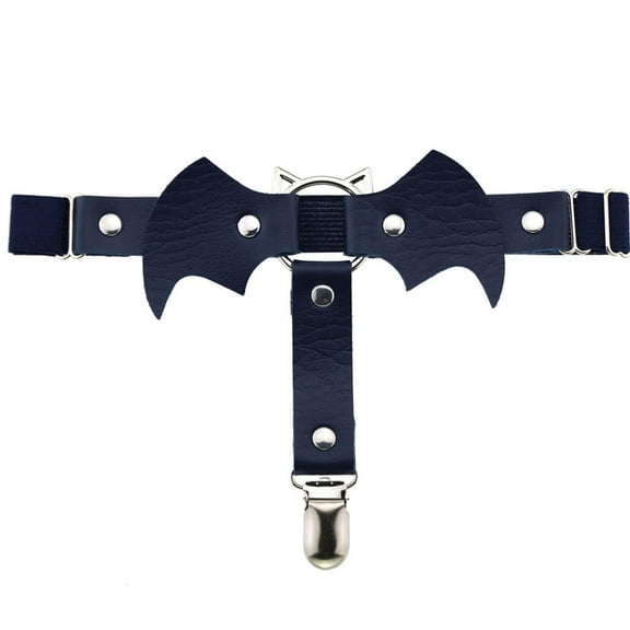 lanema Bat-Shaped Leather Garters For Thigh High Socks Stocking Suspender Belt Thigh Goth Leather Garter Belt