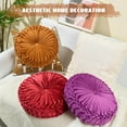 thumbnail image 4 of Round Throw Pillow 14.9inch Soft Round Floor Pillow Handmade Pleats Round Pillow Cushion for Couch Velvet Decorative Throw Pillow for Sofa Bed Living Room, 4 of 8