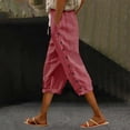 thumbnail image 2 of CYYOLLPF Linen Pants Women Boho Embroidered Floral Pants Pedal Pushers for Women 2026 High Waisted Embroidered Drawstring Pants Women Beach Pants for Women Gaucho Pant Red L, 2 of 9