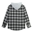 thumbnail image 3 of Actgleam Boys Girls Plaid Shirts Long Sleeve Button Down Hooded Plaid Top Outfits 5-12Years,Grey, 3 of 10
