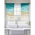 thumbnail image 5 of Turquoise Gradient Beach Sheer Curtains 2 Panels Set Abstracts Seaside Ocean Wave Coastal Sheer Window Curtains Light Filtering Rod Pocket Voile Drapes for Bedroom Living Room 52"x54", 5 of 8
