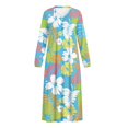 thumbnail image 5 of SEANATIVE Women's Nightgowns Soft Button Front Sleep Shirt Long Sleeve Night Gown Fall Winter Pajama Dress Cozy Full-Length Nightwear for Home Bedroom, XL, Flower Leaf Blue Green, 5 of 7