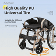 thumbnail image 5 of Ultra Lightweight 28 lbs Foldable Wheelchair for Adults & Seniors, Portable Manual Travel Wheelchair with Adjustable Armrests and Double Hand Brakes, All Terrain PU Tire, Indoor and Outdoor Use, Gold, 5 of 8