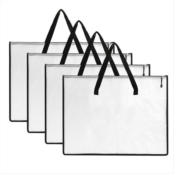 4 Bolsas de Portafolios de Arte de 19x25 Pulgadas, Carpetas de Portafolios para Obras de Arte, Bolsa de Almacenamiento de Carteles con Cremallera y Asa de